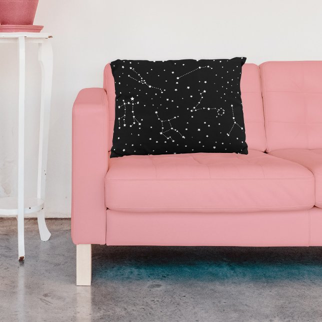 Funda De Cojín Oscuro espacio moderno de estrellas blancas negras (Subido por el creador)