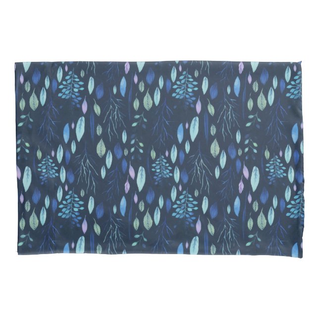 Funda De Cojín Oscuro Navy Blue Botanaves Garden Watercolor (Anverso)