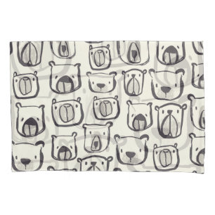 Funda De Cojín Oso lindo, patrón sin costuras dibujado a mano.