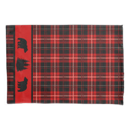 Funda De Cojín Oso Negro Rústico Rojo De Cabina