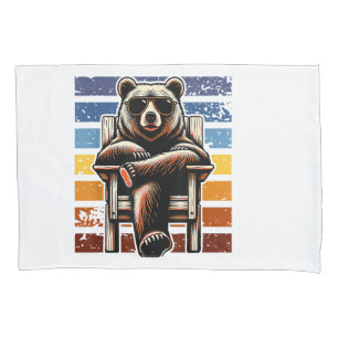 Funda De Cojín Oso Retro Genial con Gafas de Sol 70s 80s 90s Nove