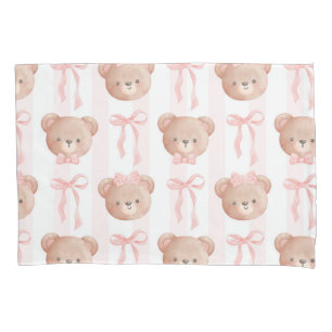 Funda De Cojín Osos de peluche rosados y arcos para bebés