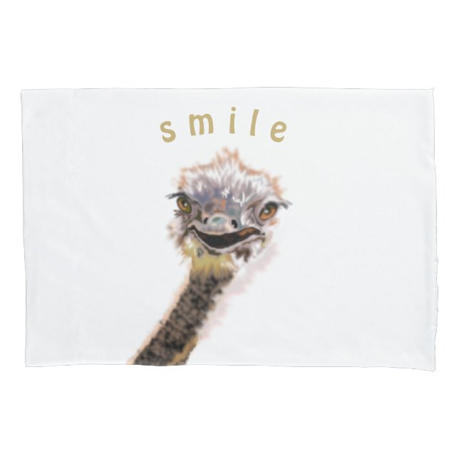 Funda De Cojín Ostrich feliz (Anverso)