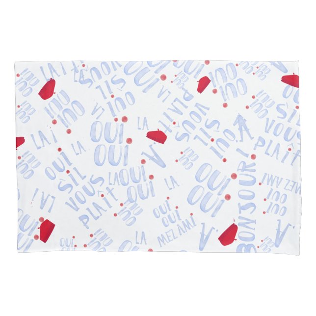 Funda De Cojín Oui Red Beret Bonjour Cute French Hello (Anverso)