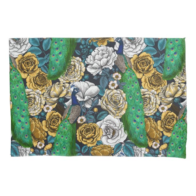 Funda De Cojín Pacocas en el jardín rosa 3 (Anverso-izquierdo)