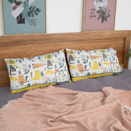 Funda De Cojín Página de inicio es donde mi gato es nombre monogr