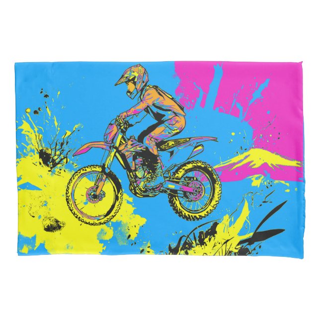 Funda De Cojín Paint Splatter - Motocross Rider (Anverso)