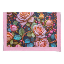Funda De Cojín Pair of Pillowcases- Pink Roses