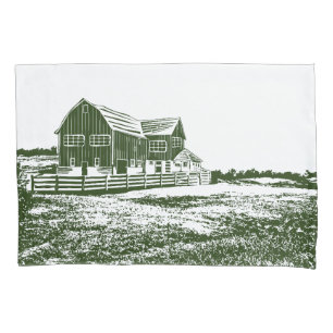 Funda De Cojín Paisaje campestre estilo madera casa de campo