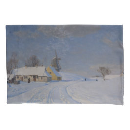 Funda De Cojín Paisaje de nieve en invierno (por H.A. Brendekilde