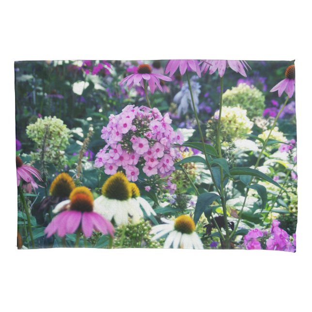 Funda De Cojín Paisaje de Pink Garden Phlox con flores de cono (Anverso)
