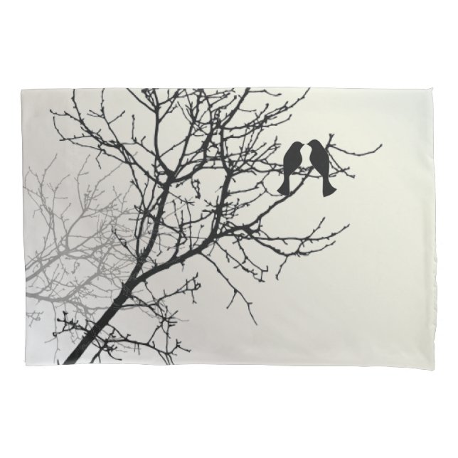 Funda De Cojín paisaje natural zen silueta de árbol blanco negro (Anverso-izquierdo)