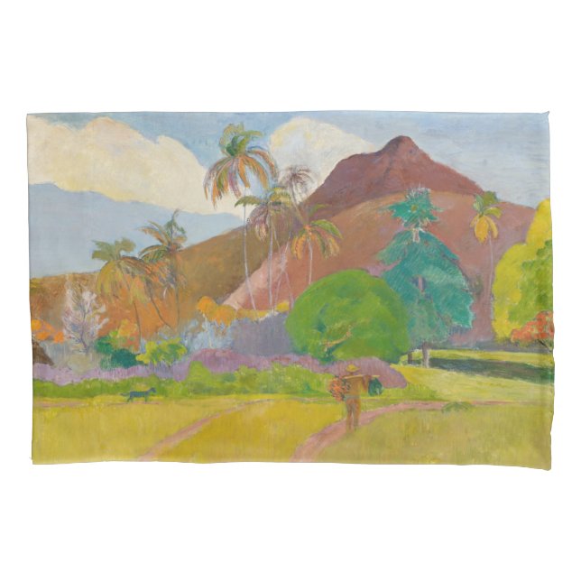 Funda De Cojín Paisaje tahitiano (por Paul Gaugin) (Anverso-izquierdo)