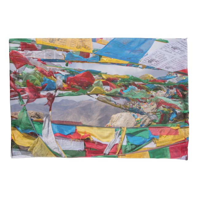 Funda De Cojín Paisaje tibetano con banderas de oración - Himalay (Anverso)