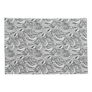 Funda De Cojín Paisley blanco y negro entintó las almohadas del