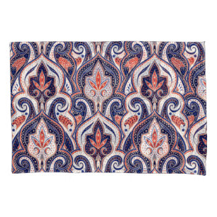 Funda De Cojín Paisley india: Medallón floral sin mar.