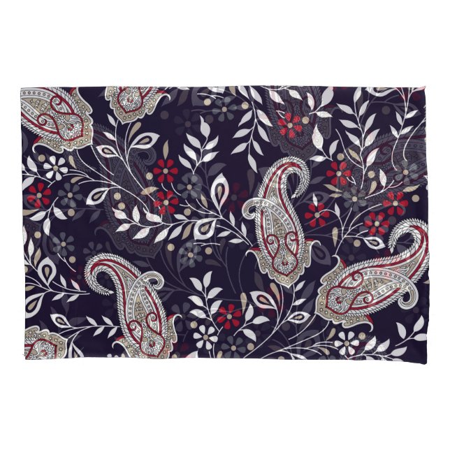 Funda De Cojín Paisley tradicional india, patrón sin fisuras. (Anverso)
