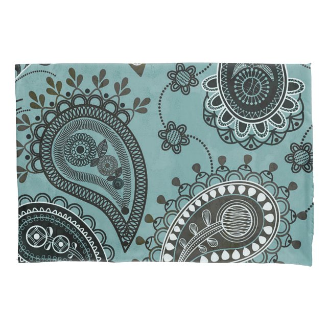 Funda De Cojín paisley verde teal oscuro (Anverso)