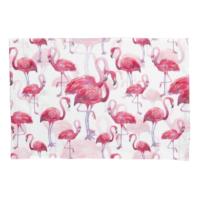 Funda De Cojín Pájaro acuático Flamingo Exótico (Anverso)