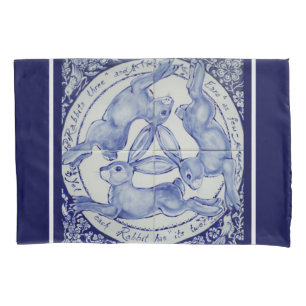 Funda De Cojín Pájaro de la medalla azul y blanca de tres hectá