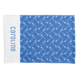 Funda De Cojín Palancas blancas de lacrosse azul con estampado