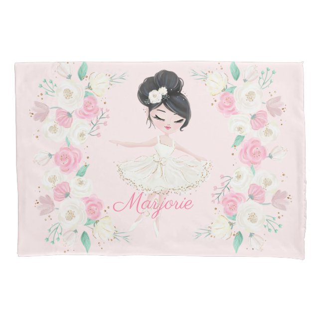 Funda De Cojín Paleta dorada Ballerina Dorada Floral Rosa C (Anverso)