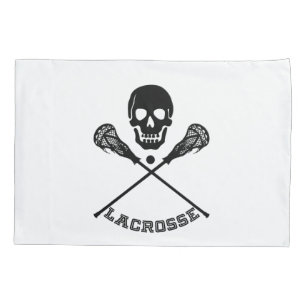 Funda De Cojín Palitos de cráneo y lacrosse
