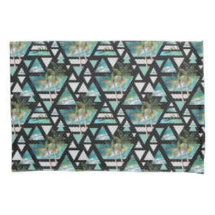 Funda De Cojín Palmas y modelo de ondas geométricos abstractos