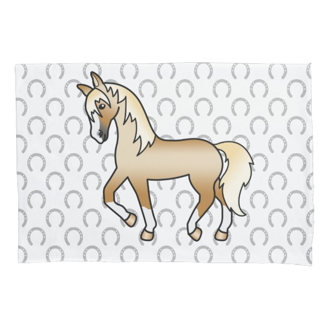 Funda De Cojín Palomino Trotting Horse Cute Personalizado Ilustra (Anverso)