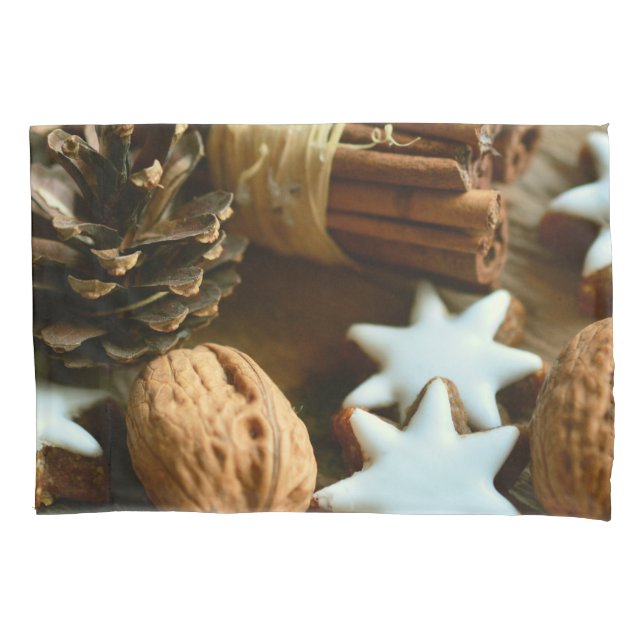 Funda De Cojín Palos de canela y estrellas navidades (Anverso)