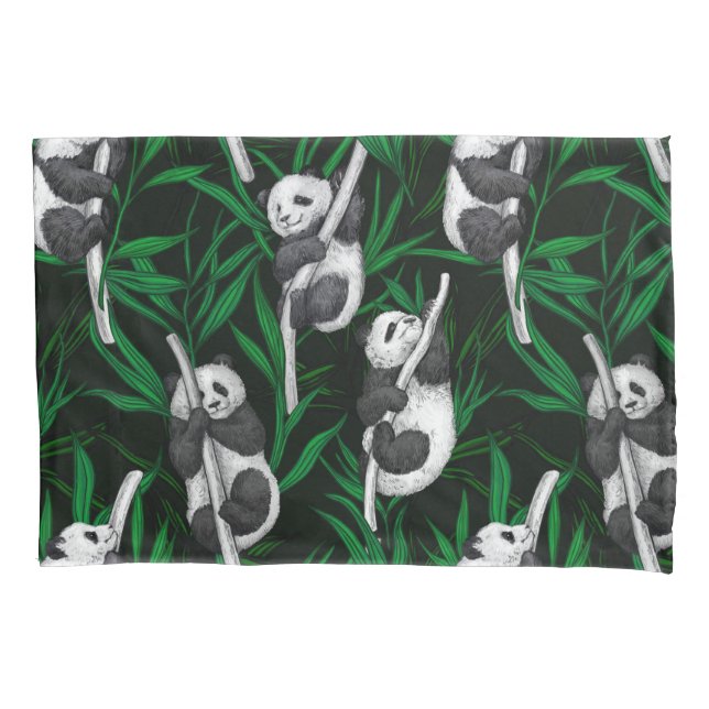Funda De Cojín Panda cubs on dark green (Anverso-izquierdo)