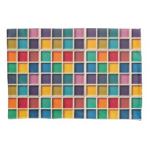 Funda De Cojín Panel de rejilla geométrica colorida