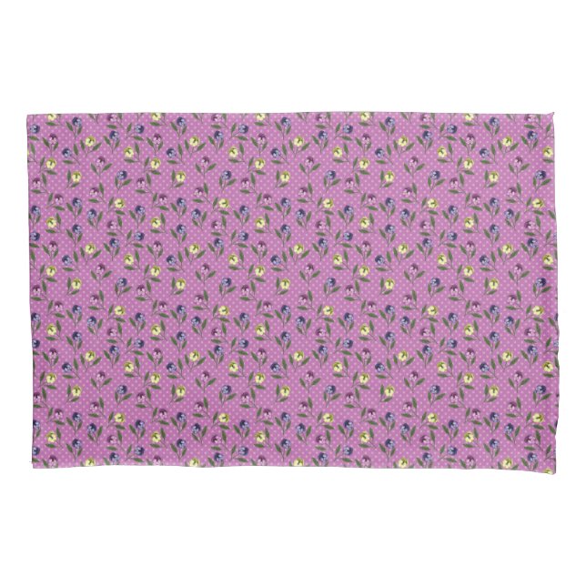 Funda De Cojín Pansias rosa morado y amarillo bonito (Anverso)