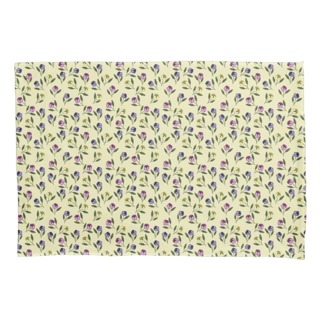 Funda De Cojín Pansias rosa morado y amarillo bonito (Anverso)