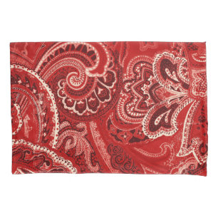 Funda De Cojín Pañuelo retro elegante rojo de Paisley del hippy