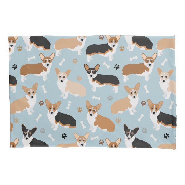 Funda De Cojín Papas y huesos de perro de Corgi (Anverso)