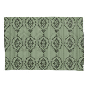 Funda De Cojín Papel pintado barroco en verde
