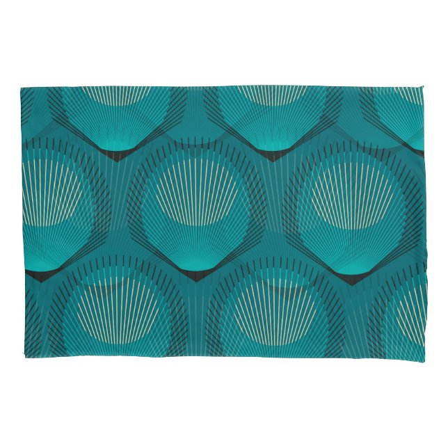 Funda De Cojín Paquetes Peacock Estilizados Tile Azul (Anverso)
