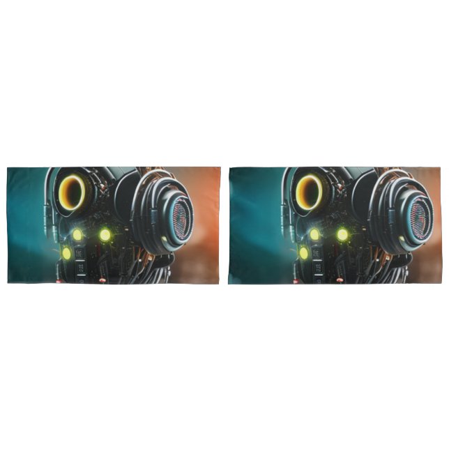 Funda De Cojín Par de almohadas Robot 5 gris king (Anverso - Set)