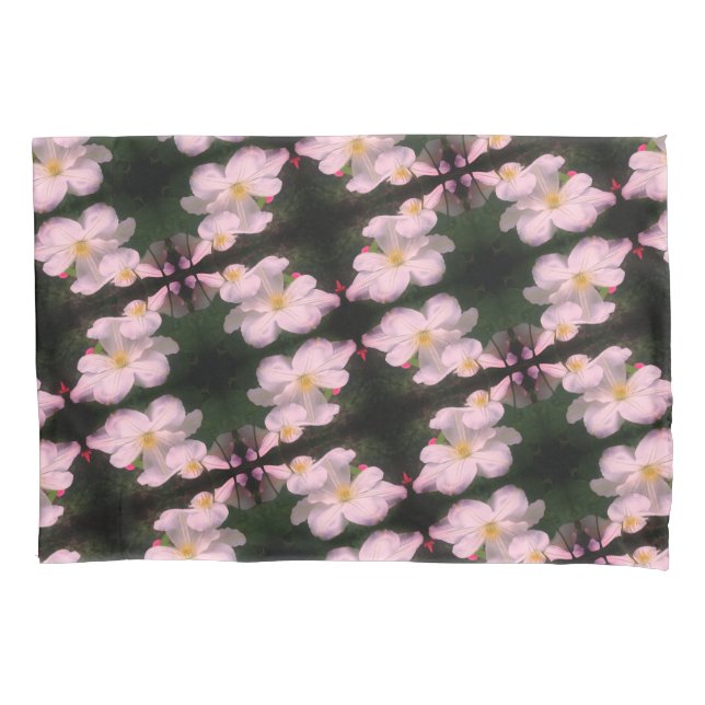 Funda De Cojín Par de flores de Clemátide blancas con patrón flor (Anverso)