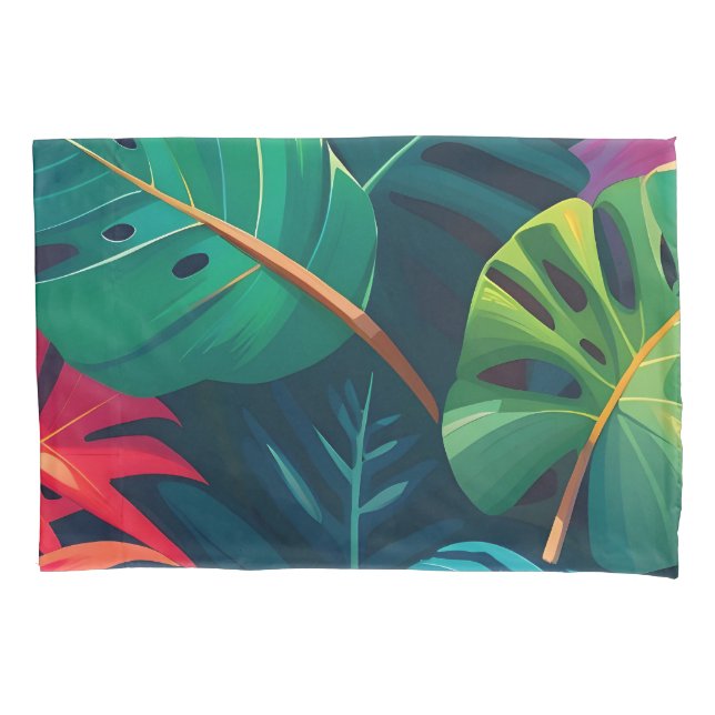 Funda De Cojín Paraíso de acuarela de follaje tropical (Anverso)