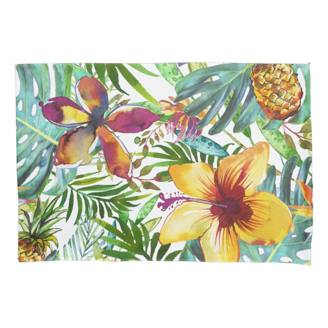 Funda De Cojín Paraíso Floral Tropical Palm Pineapple Moderno (Anverso-izquierdo)