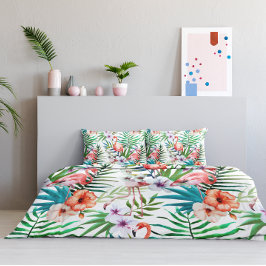 Funda De Cojín Paraíso tropical Flores Flamingo