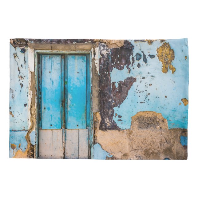 Funda De Cojín Pared azul y puerta (Reverso)