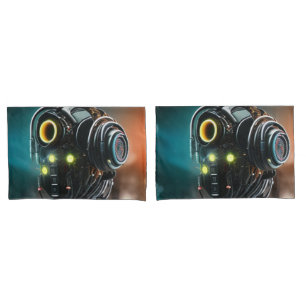 Funda De Cojín Pareja de almohadas estándar de color gris Robot 5