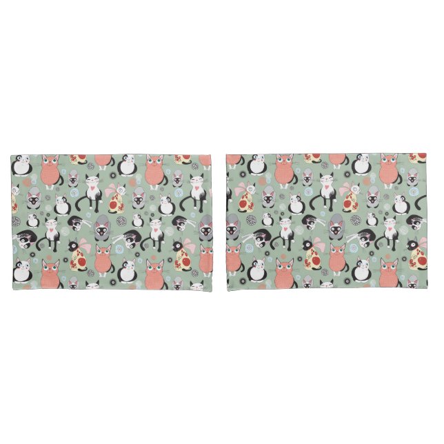 Funda De Cojín Pareja de gato cúpula (Anverso - Set)