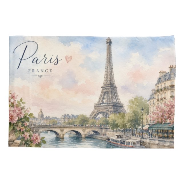 Funda De Cojín París Francia Torre Eiffel río Sena  (Reverso-Izquierdo)
