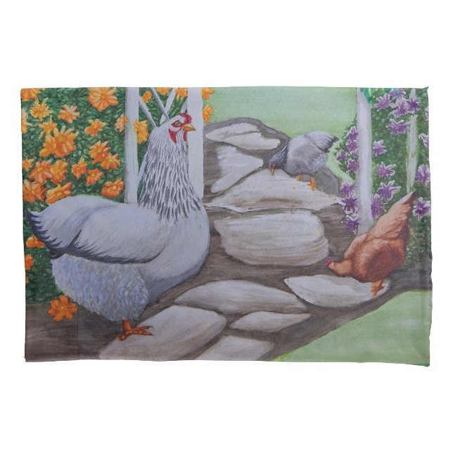 Funda De Cojín Parque del pollo feliz (Anverso)