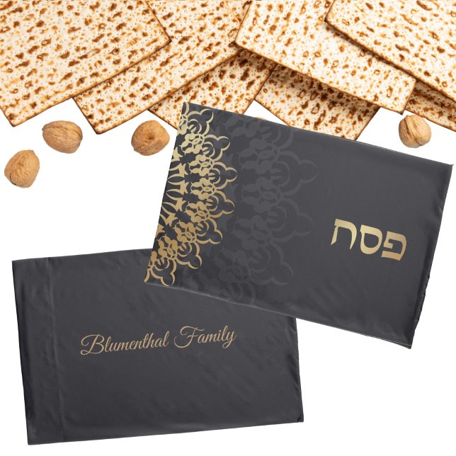 Funda De Cojín Pascua de pesach hebreo en manala negra y dorada (Subido por el creador)