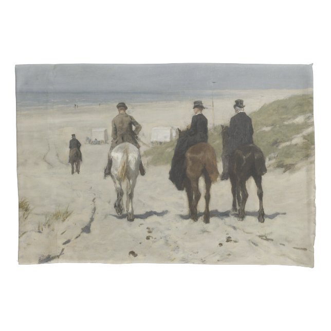 Funda De Cojín Paseo a caballo por la playa (por Anton Mauve) (Anverso-izquierdo)